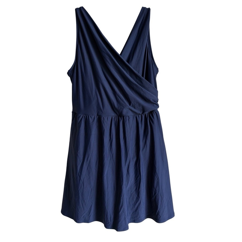 Land's End Tummy Control Surplice One Piece Dress Swimsuit Navy Women's 18W